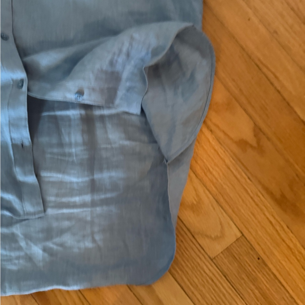 Ralph Lauren NWT❗️Button Down Linen Top Light Blue Short Sleeve Button-Up Shirt - Picture 6 of 9